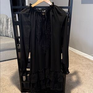 Polo by Ralph Lauren Black Ruffle Long Sleeve Dress